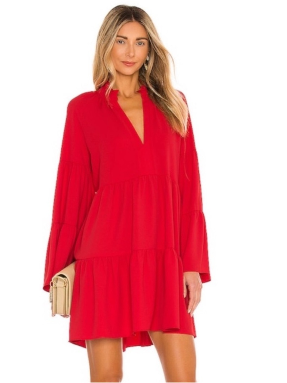 Amanda Uprichard Vibrant Red
Tiered Long-Sleeve Dress M